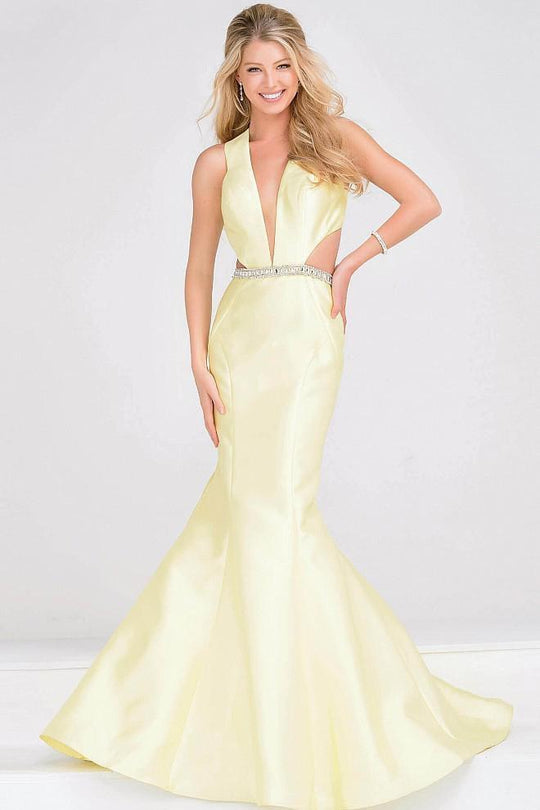 Taffeta Cut Out V Neckline Prom Dress JVN32425