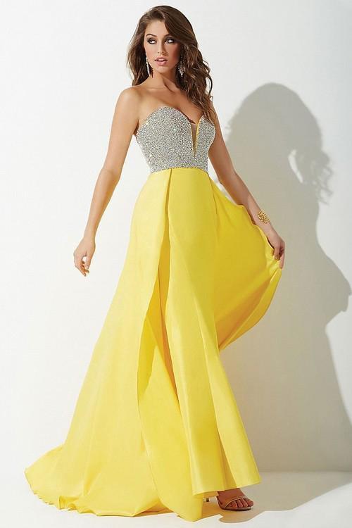 Crystal Beaded Deep Cut Sweetheart Bodice A Line Gown 33175