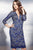 Quarter Sleeve Deep V Neck  Lace Short Sheath Dress 33260