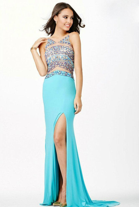Sequined Long Dress with Slit JVN33391