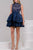 Lace Embellished High Neck Poly-satin Fit and Flare Dress 33607