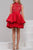 Lace Embellished High Neck Poly-satin Fit and Flare Dress 33607