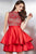 Lace Embellished High Neck Poly-satin Fit and Flare Dress 33607