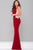 JVN33759 Halter Fitted Sheer Panel Long Dress