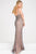 Jovani - Spaghetti Strap High Slit Beaded Dress JVN36793 in Gray and Neutral