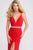 V Neck Fitted Jersey Dress with Beaded Waistline JVN37117