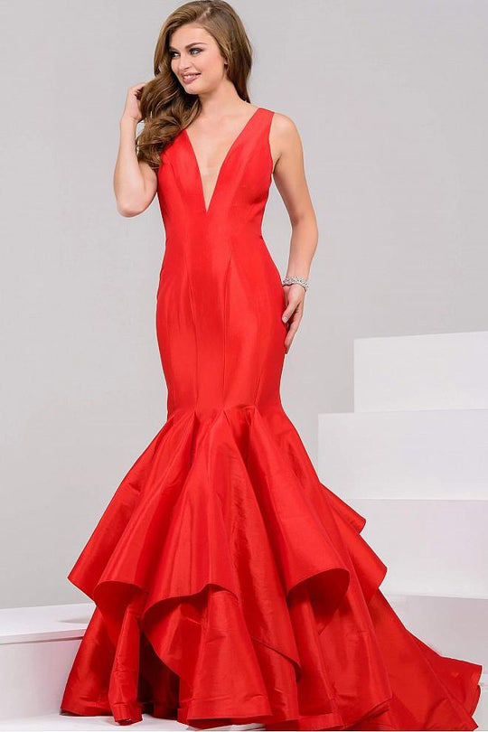 V Neck Sleeveless Mermaid Evening Gown 37153
