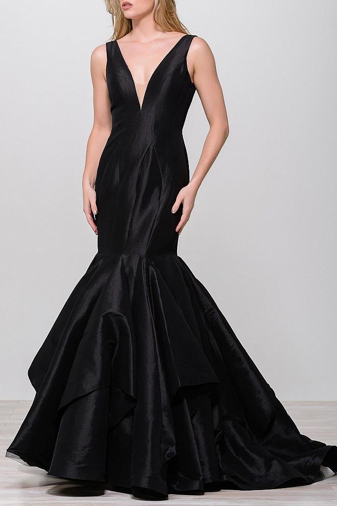 V Neck Sleeveless Mermaid Evening Gown 37153