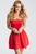 JVN45005 Strapless Straight-Across Lace Slip A-Line Dress