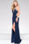 High Slit Halter Neckline Prom Dress with Gold Beading JVN45563