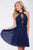 JVN47314 Embroidered Halter Illusion Cocktail Dress