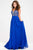 Beaded Plunging Neck Bodice Chiffon Dress JVN48495