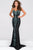 Strapless Jersey Fitted Prom Dress with Teal Beading JVN49357