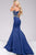 Crystal and Bead Embellished High Neck Satin Mermaid Gown 49501