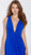 Jovani - JVN49762 Ruched Deep V-neck A-line Dress in Blue