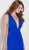 Jovani - JVN49762 Ruched Deep V-neck A-line Dress in Blue