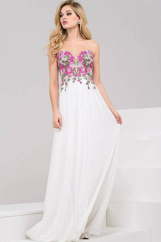 Multi Floral Sweetheart Chiffon Dress JVN50057