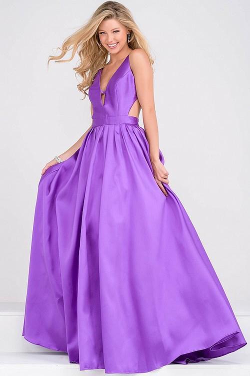 Mikado Pleated Skirt and Side Cut Out Prom Ballgown JVN50071