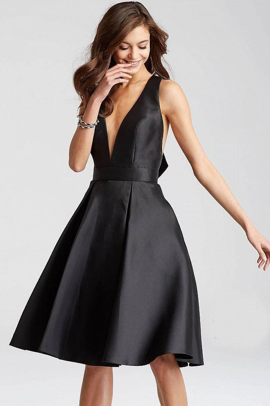 JVN50075 V-neck Mikado A-line Dress