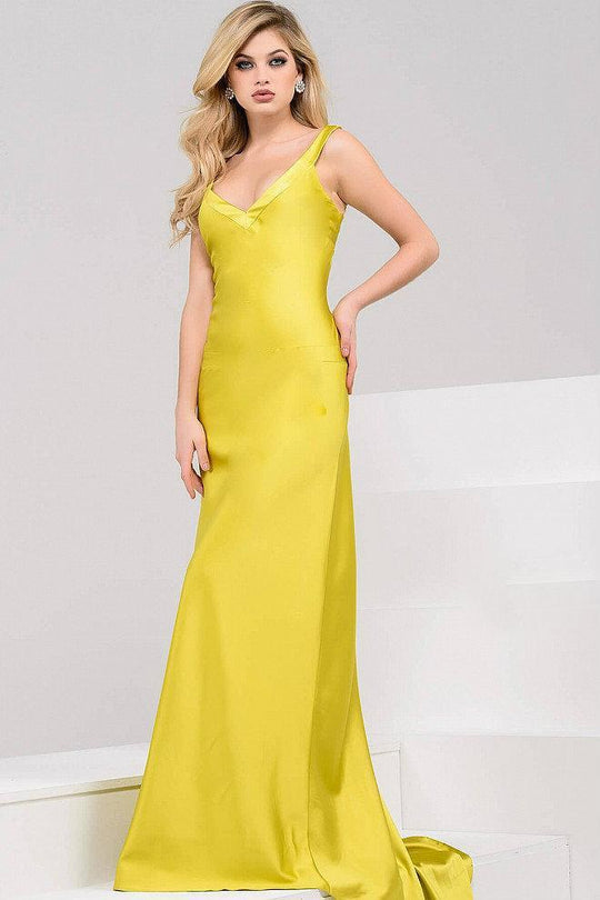 Simple V-Neck Satin Sheath Dress JVN50366