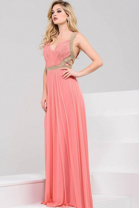 JVN50369 Ruched Cutout Jersey Dress