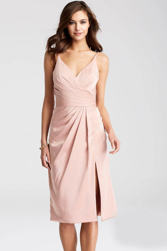 JVN50429 Asymmetrical Pleated Sheath Dress