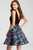 JVN54479 Velvet V-Neck Multi-Color Short Dress
