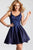 JVN54482 Embroidered V-neck A-line Dress