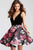 JVN54510 V-Neck Floral Print Short Dress