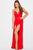 JVN55198 Ruched Deep V-neck A-line Dress With Slits