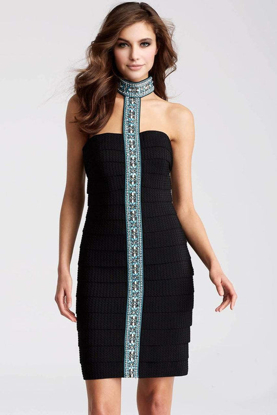 JVN55238 V-Neck Floral Print Short Dress