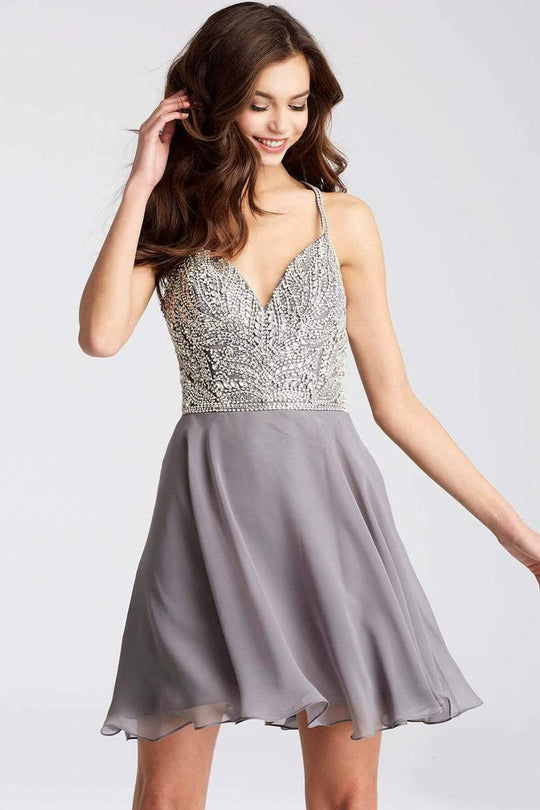 JVN55875 Embellished Chiffon Short Dress