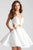 JVN56098 Embroidered Floral Plunging Neck Cocktail Dress