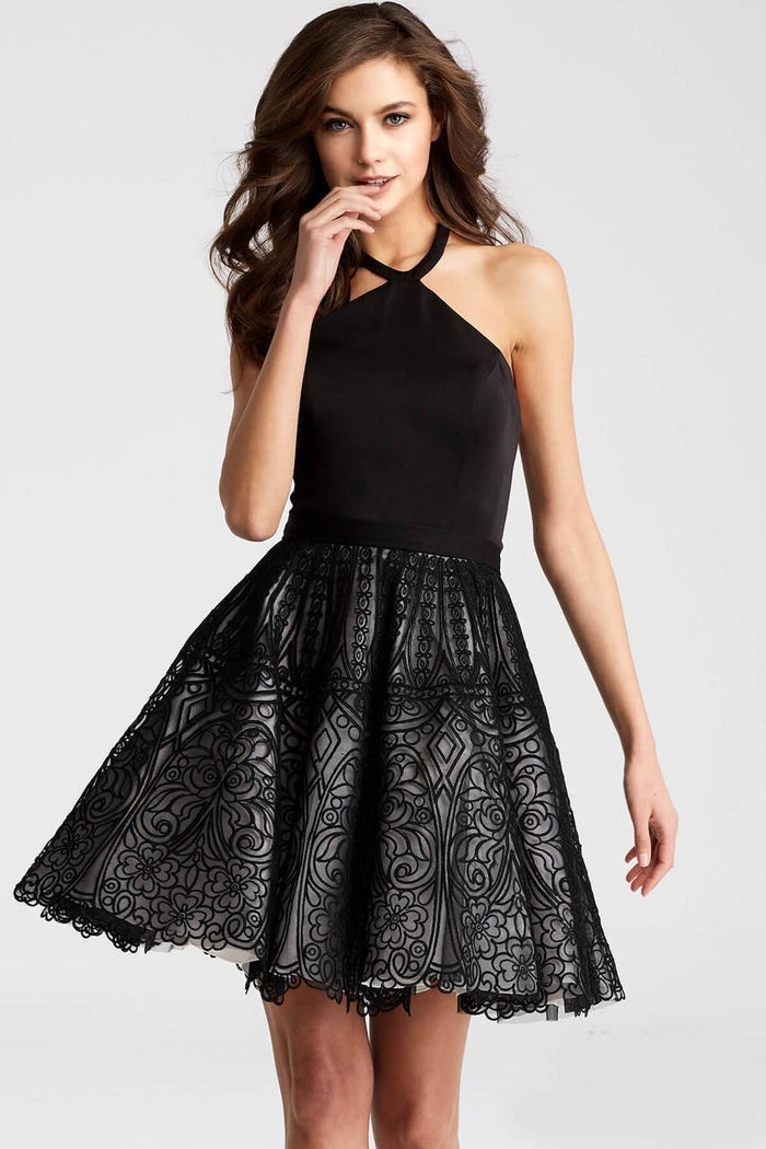 JVN58127 Halter Neck Sleeveless Short Dress