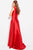 Jovani - JVN59080 Cap Sleeve Crystal Embellished Front Slit Gown In Red