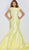 Jovani - JVN60173 Cap Sleeve Bateau Mikado Mermaid Dress In Yellow