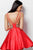 JVN62285 Fitted Plunging Embellished Waist Cocktail Dress