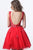 Jovani - JVN62620 Embroidered Deep V-neck A-line Dress In Red