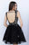 Jovani - JVN62620 Embroidered Deep V-neck A-line Dress In Black