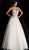Jovani - JVN62622 Embroidered Plunging V-neck Tulle Ballgown in Nude