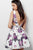 JVN62625 Deep V-neck Floral Print A-line Dress
