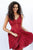 Jovani - JVN62710 Beaded Lace V-Neck Fitted Cocktail Dress in Red