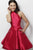 Jovani - High Halter A-Line Cocktail Dress JVN62836 In Red