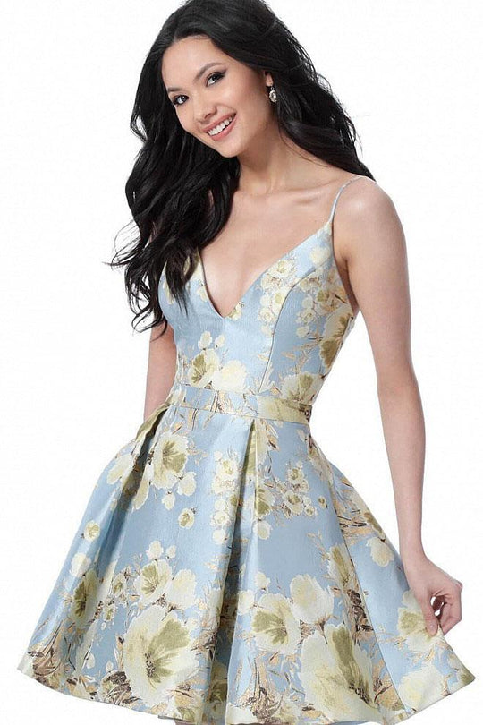 JVN63122 Sleeveless Floral Print A-line Dress