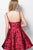 Jovani - Floral Printed Scoop Neck Cocktail Dress JVN63387 In Pink