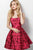 JVN63387 Floral Printed Scoop Neck Cocktail Dress