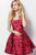 Jovani - Floral Printed Scoop Neck Cocktail Dress JVN63387 In Pink