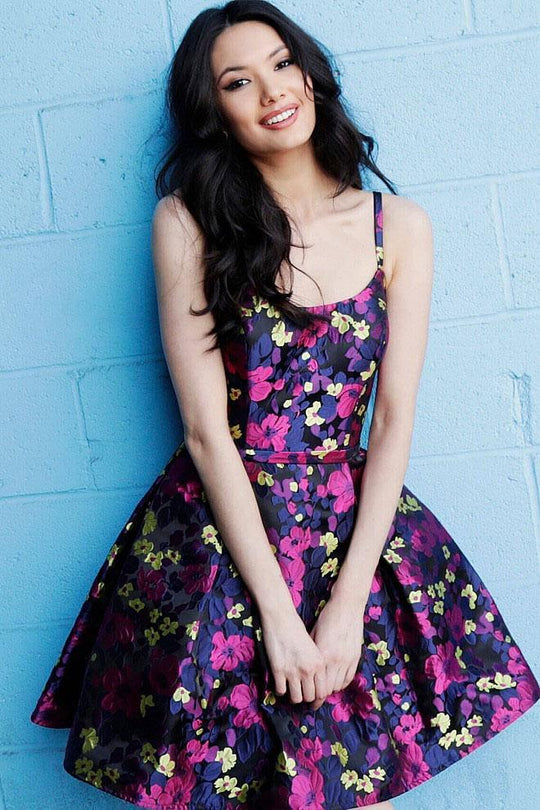 JVN63388 Floral Printed Scoop A-line Dress