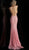 Jovani - JVN63391 Fully Lace Deep Halter V-neck Trumpet Dress in Pink