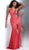 Jovani - JVN63391 Fully Lace Deep Halter V-neck Trumpet Dress in Red